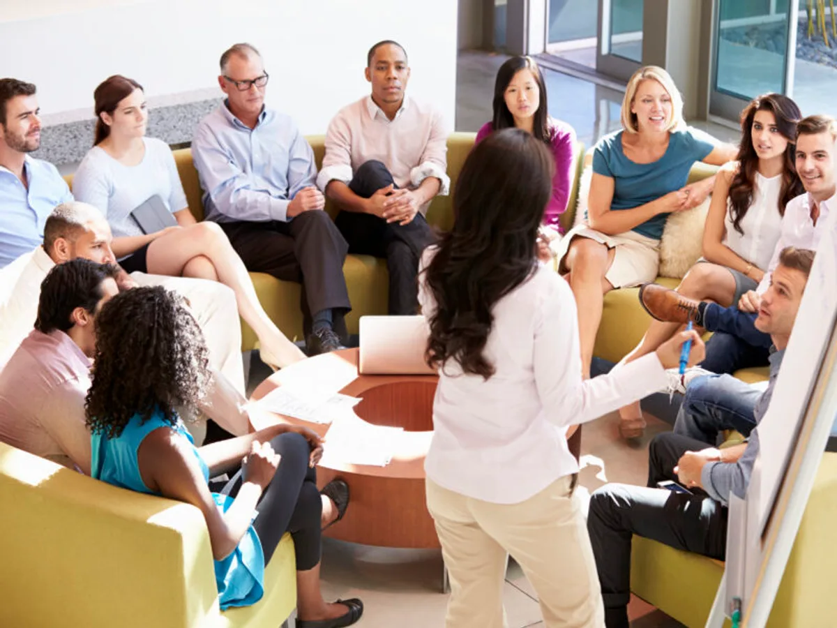 Organisation team discussing a service plan